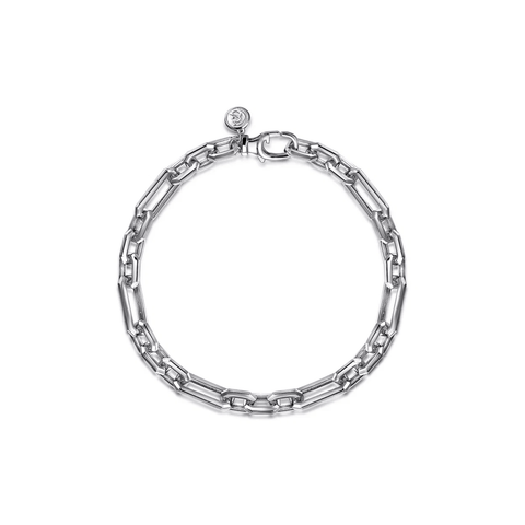 Gabriel & Co. Sterling Silver Hollow Figaro Chain Bracelet-Gabriel & Co. Sterling Silver Hollow Figaro Chain Bracelet TBM2035-85SVJJJ