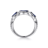 Gabriel & Co. Twisted Diamond Rows and Sapphire Marquise Stones Ring-Gabriel & Co. Twisted Diamond Rows and Sapphire Marquise Stones Ring - LR50257W45SA
