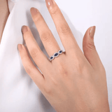 Gabriel & Co. Twisted Diamond Rows and Sapphire Marquise Stones Ring-Gabriel & Co. Twisted Diamond Rows and Sapphire Marquise Stones Ring - LR50257W45SA