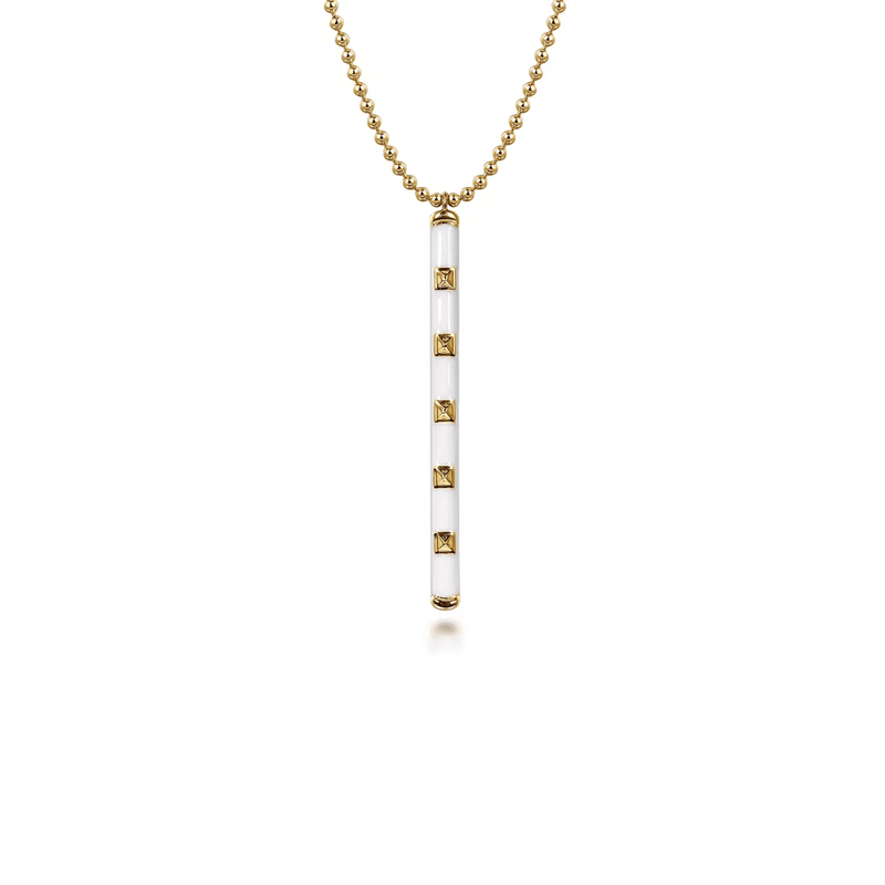 Gabriel & Co. Vertical Bar Necklace with White Enamel-Gabriel & Co. Vertical Bar Necklace with White Enamel - NK7680E9Y4JJJ
