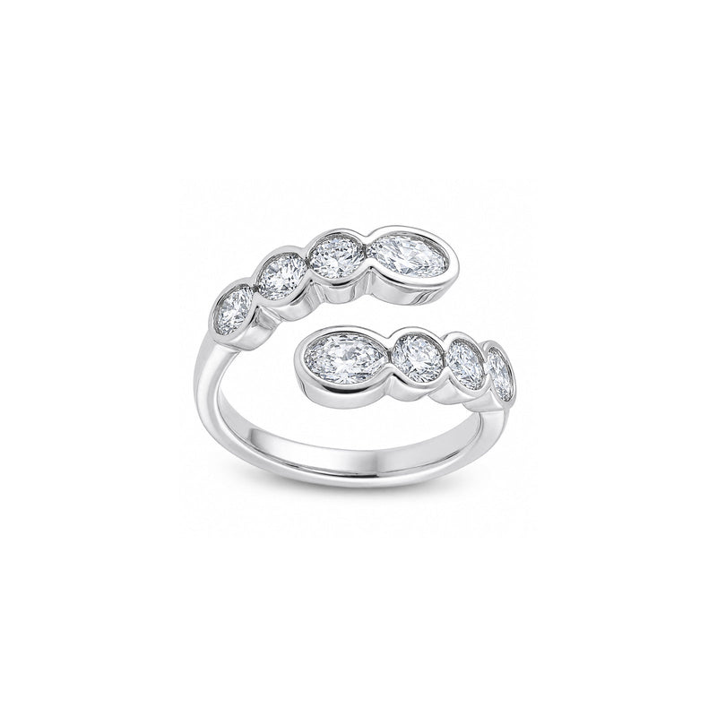 Graduated Oval & Round Diamond Bypass Ring-Graduated Oval & Round Diamond Bypass Ring - DRODE11379