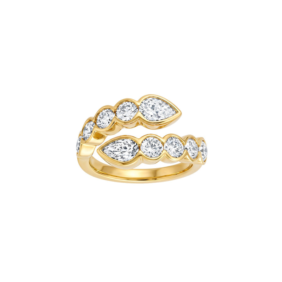 Graduated Pear & Round Diamond Bypass Ring - DRODE11387