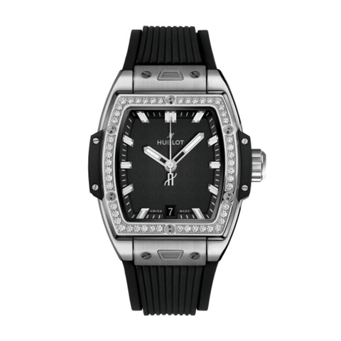 Hublot Spirit of Big Bang Titanium Diamonds 39mm-Hublot Spirit of Big Bang Titanium Diamonds - 662.NX.1170.RX.1204 - Hublot Spirit of Big Bang Titanium Diamonds in a 39mm titanium case with black dial on rubber strap, featuring a date display and automatic movement with up to 50 hours power reserve.