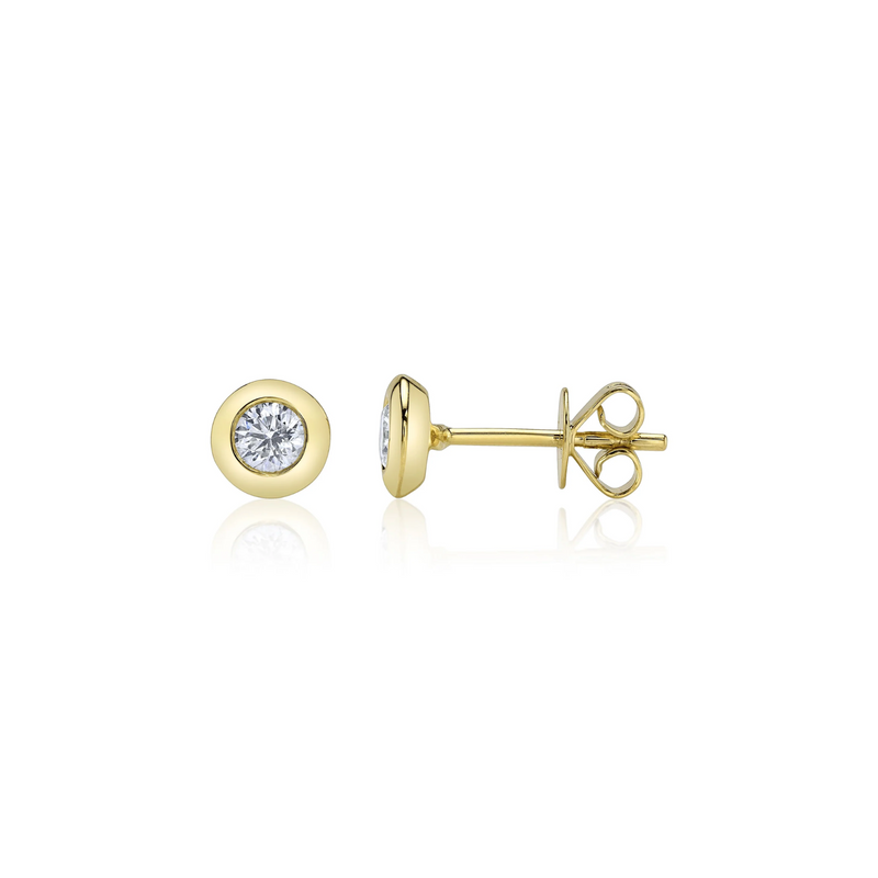 Shy Creation Diamond Bezel Stud Earrings 0.40 CT-Shy Creation Diamond Bezel Stud Earrings 0.40 CT - SC55012547