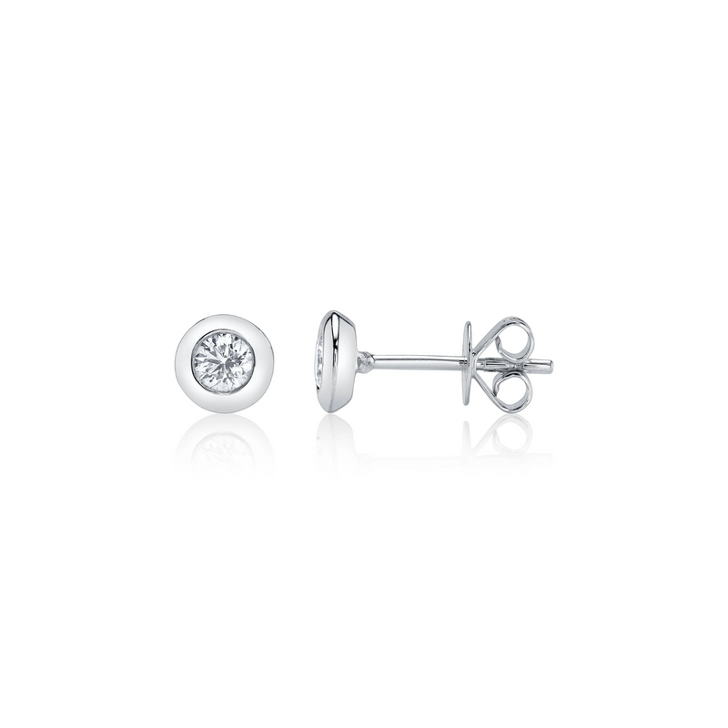 Shy Creation Diamond Bezel Stud Earrings 0.40 CT-Shy Creation Diamond Bezel Stud Earrings 0.40 CT - SC55012546