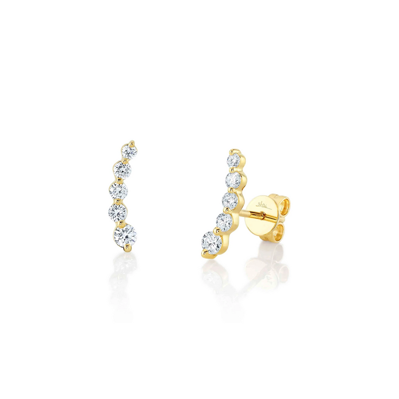 Shy Creation Diamond Ear Crawler Earrings 0.47 CT-Shy Creation Diamond Ear Crawler Earrings 0.47 CT - SC55022686
