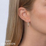 Shy Creation Diamond Oval Hoop Earrings 0.29 CT-Shy Creation Diamond Oval Hoop Earrings 0.29 CT - SC55022231H0.80