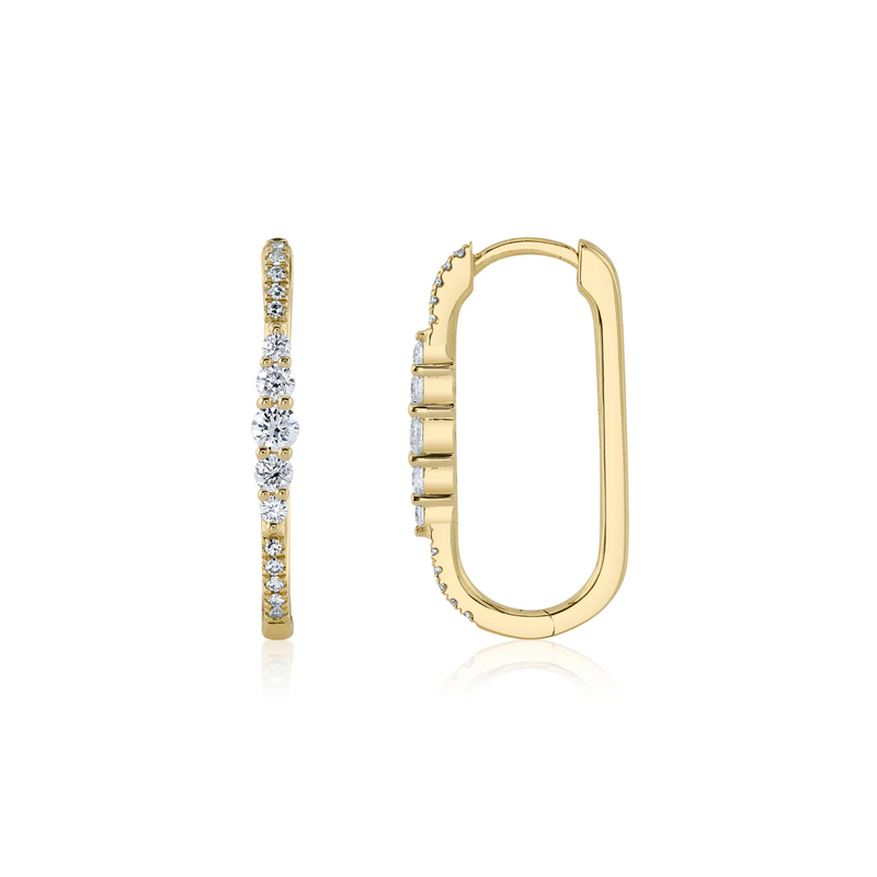 Shy Creation Diamond Oval Hoop Earrings 0.29 CT-Shy Creation Diamond Oval Hoop Earrings 0.29 CT - SC55022231H0.80