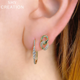 Shy Creation Diamond Oval Hoop Earrings 0.29 CT-Shy Creation Diamond Oval Hoop Earrings 0.29 CT - SC55022231H0.80