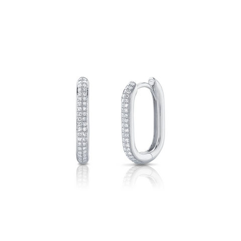 Shy Creation Diamond Oval Hoop Earrings 0.18 CT-Shy Creation Diamond Oval Hoop Earrings 0.18 CT - SC55023238H0.65