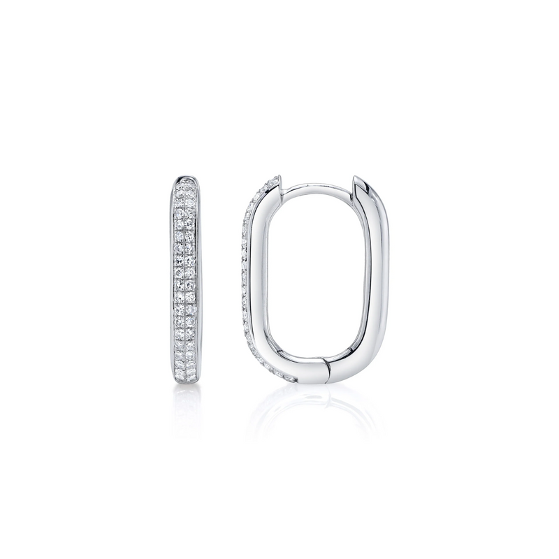 Shy Creation Diamond Oval Hoop Earrings 0.18 CT-Shy Creation Diamond Oval Hoop Earrings 0.18 CT - SC55023238H0.65