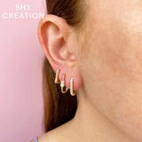 Shy Creation Diamond Oval Hoop Earrings 0.18 CT-Shy Creation Diamond Oval Hoop Earrings 0.18 CT - SC55023238H0.65
