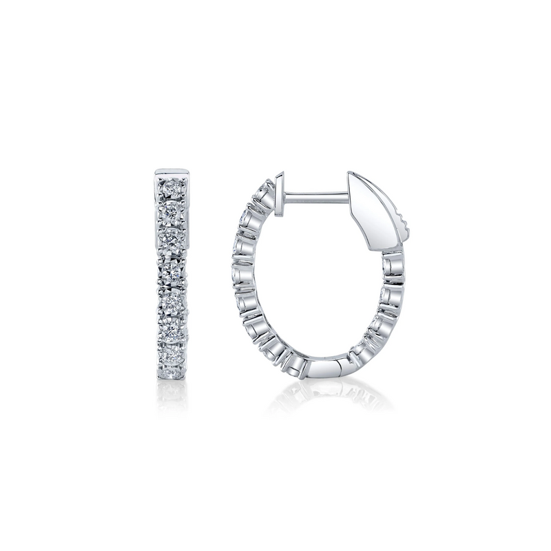 Shy Creation Diamond Oval Hoop Earrings 0.47 CT-Shy Creation Diamond Oval Hoop Earrings 0.47 CT - SC55009478H0.75
