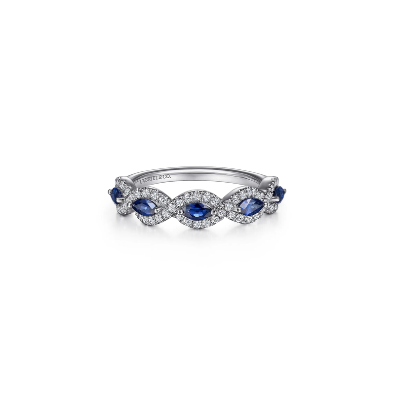 Gabriel & Co. Diamond and Sapphire Twisted Ring-Gabriel & Co. Diamond and Sapphire Twisted Ring LR52021W45SSA