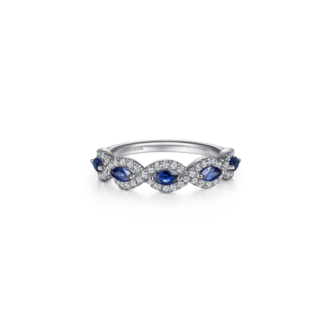 Gabriel & Co. Diamond and Sapphire Twisted Ring-Gabriel & Co. Diamond and Sapphire Twisted Ring LR52021W45SSA