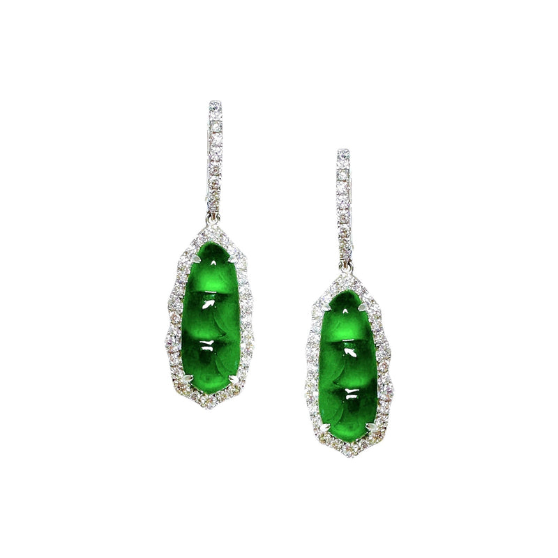 Jade Pea Diamond Drop Earrings-Jade Pea Diamond Drop Earrings - OETIJ00307