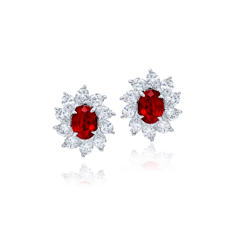JB Star Platinum Ruby Diamond Earrings-JB Star Platinum Ruby Diamond Earrings 3312/001