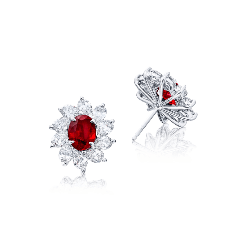 JB Star Platinum Ruby Diamond Earrings-JB Star Platinum Ruby Diamond Earrings 3312/001