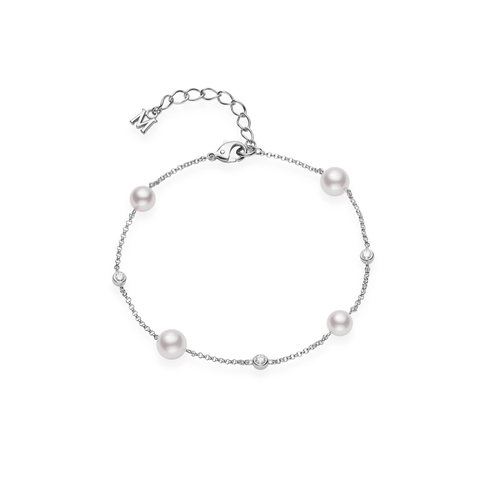 Mikimoto Akoya Cultured Pearl and Diamond Station Bracelet-Mikimoto Akoya Cultured Pearl and Diamond Station Bracelet - MDQ10036ADXW