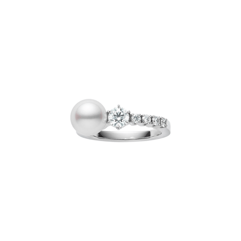 Mikimoto Akoya Cultured Pearl & Diamond Ring-Mikimoto Akoya Cultured Pearl & Diamond Ring - MRQ10113ADXP0006