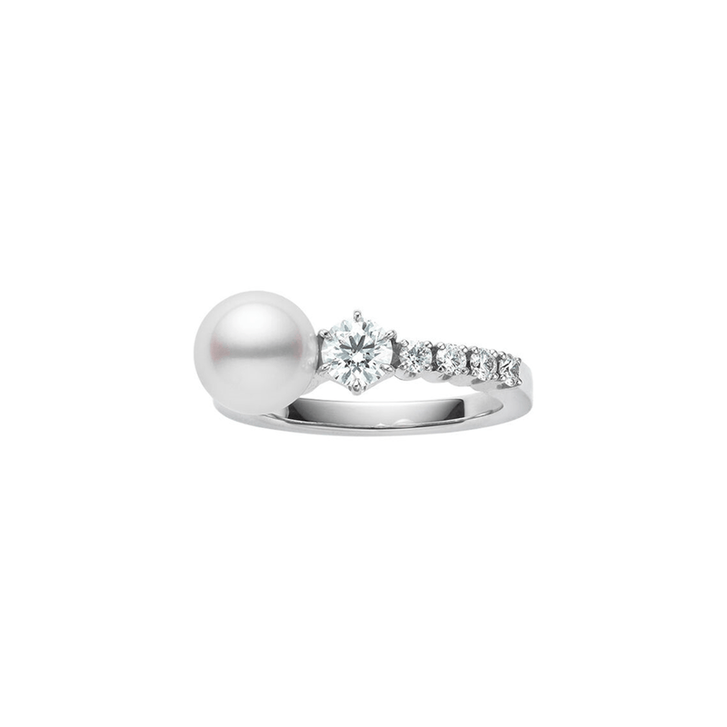 Mikimoto Akoya Cultured Pearl & Diamond Ring-Mikimoto Akoya Cultured Pearl & Diamond Ring - MRQ10113ADXP0007
