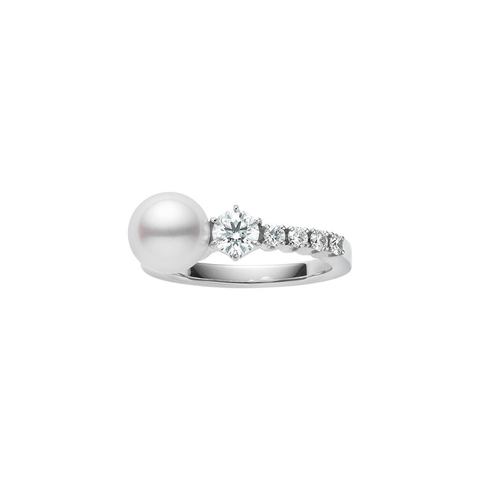 Mikimoto Akoya Cultured Pearl & Diamond Ring-Mikimoto Akoya Cultured Pearl & Diamond Ring - MRQ10113ADXP0007