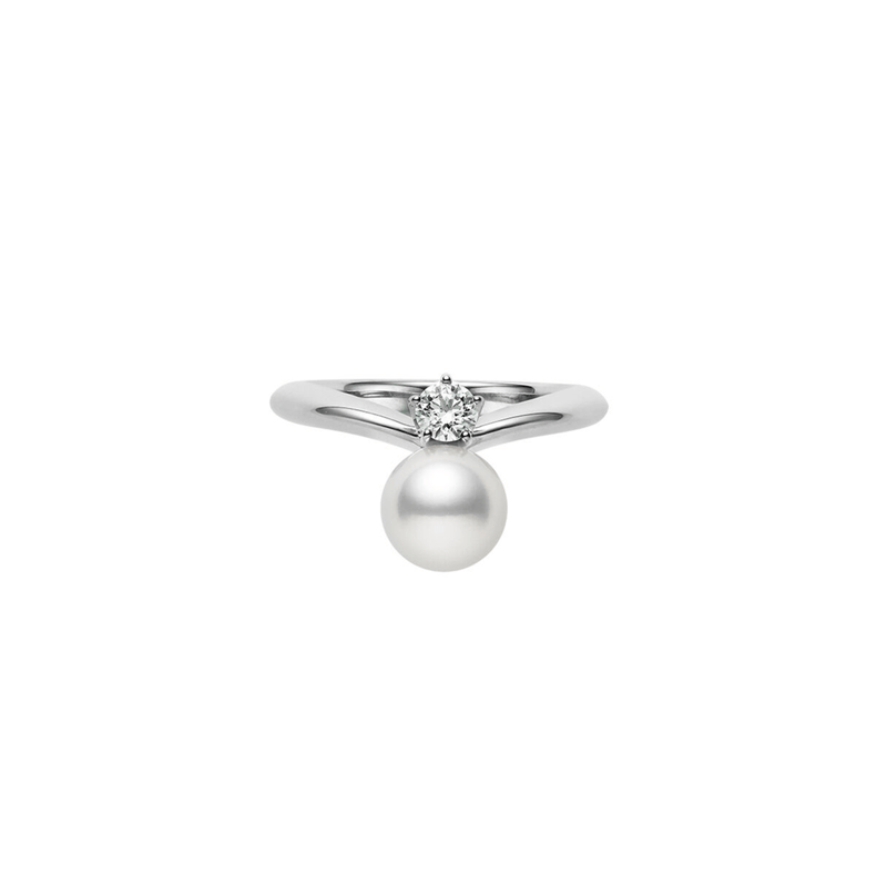 Mikimoto Akoya Cultured Pearl & Diamond Ring-Mikimoto Akoya Cultured Pearl & Diamond Ring - MRQ10115ADXPR065