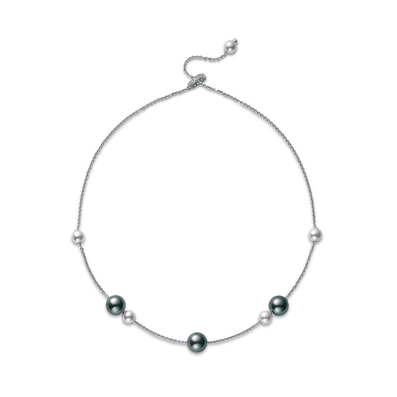 Mikimoto Black South Sea and Akoya Pearl Necklace-Mikimoto Black South Sea and Akoya Pearl Necklace PPL352ABDW8