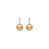 Mikimoto Golden South Sea Pearl Diamond Earrings-Mikimoto Golden South Sea Pearl Diamond Earrings - PEA643GDK10