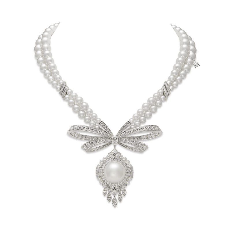 Mikimoto Jeux de Rubans Akoya Cultured Pearl & Diamond Double Row Necklace-Mikimoto Jeux de Rubans Akoya Cultured Pearl & Diamond Double Row Necklace - MNQ10111ZDXW