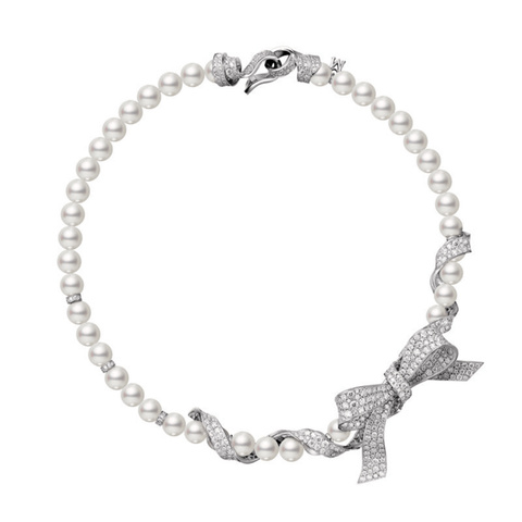 Mikimoto Jeux de Rubans Akoya Cultured Pearl & Diamond Ribbon Necklace-Mikimoto Jeux de Rubans Akoya Cultured Pearl & Diamond Ribbon Necklace - MNQ10110ADXW