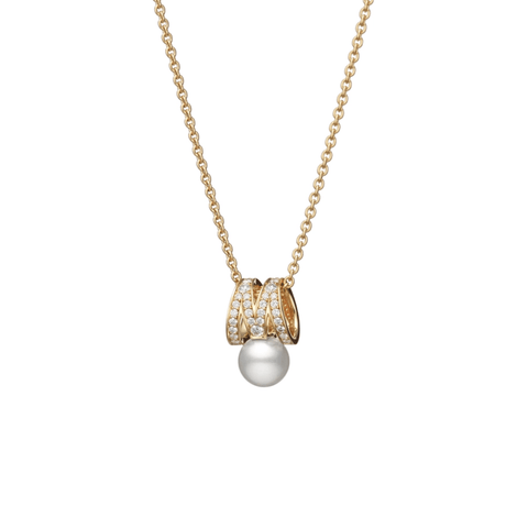 Mikimoto M Signature Akoya Cultured Pearl and Diamond Pendant-Mikimoto M Signature Akoya Cultured Pearl and Diamond Pendant - MPA10402ADXK