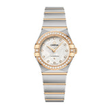 Omega Constellation 25mm - Meteorite-Omega Constellation 25mm - 131.25.25.60.99.002 - Omega Constellation Meteorite Quartz in a 25mm stainless steel/yellow gold diamond bezel case with meteorite dial on stainless steel/yellow gold bracelet, featuring diamond markers and quartz movement.