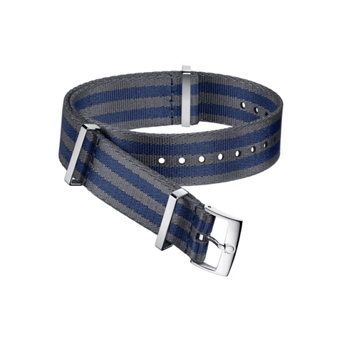 Omega Nato Strap Polyamide 5 Stripe Grey and Blue with Buckle-Omega Nato Strap Polyamide 5 Stripe Grey and Blue with Buckle - 031CWZ007884