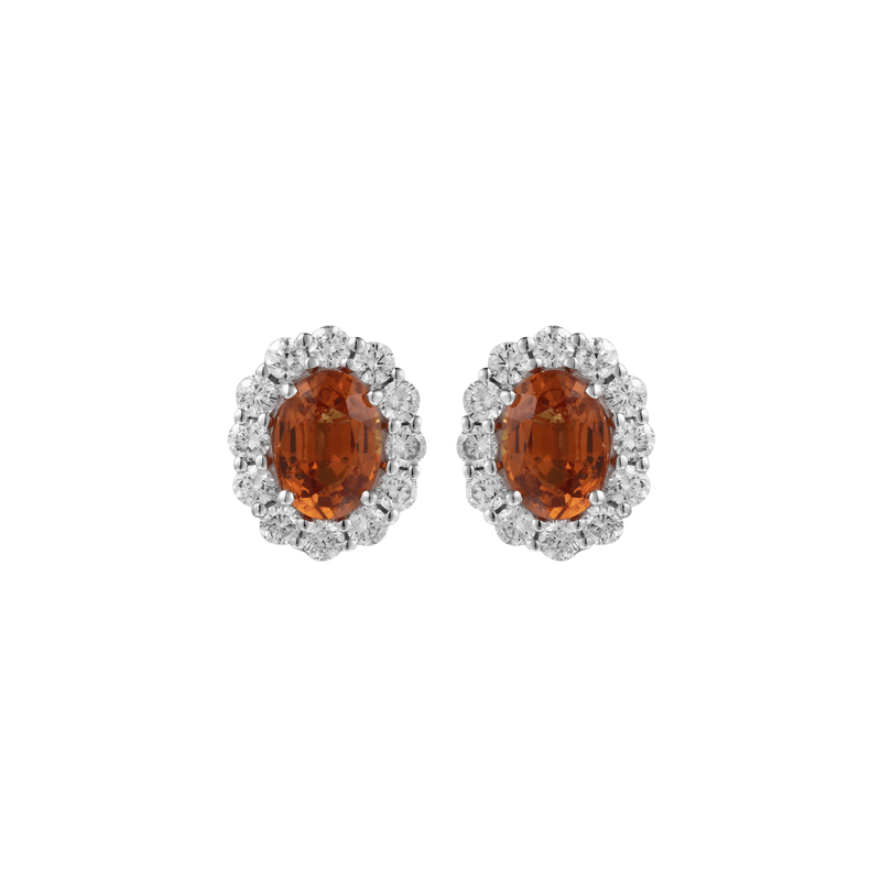 Orange Sapphire Diamond Earrings-Orange Sapphire Diamond Earrings - SERTJ00082