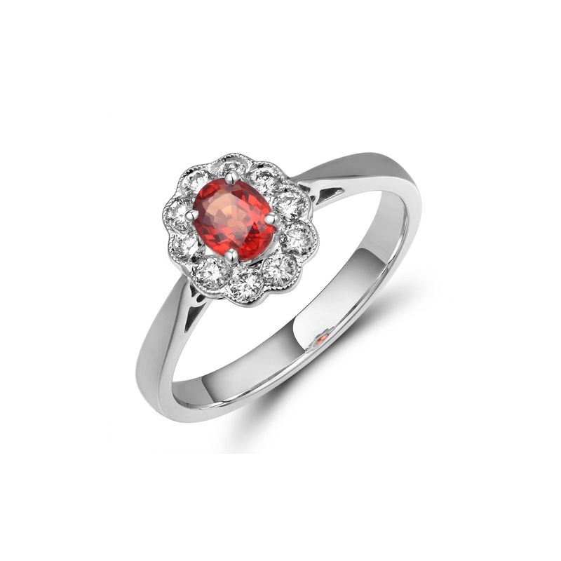 Orange Sapphire Diamond Ring-Orange Sapphire Diamond Ring - SRRTJ00055