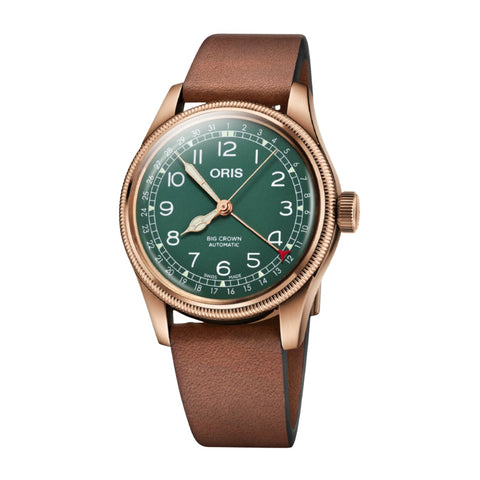 Oris Big Crown Pointer Date 8th Anniversary Edition-Oris Big Crown Pointer Date 8th Anniversary Edition - 01 754 7741 3167-07 5 20 58BR - Oris Big Crown Pointer Date 8th Anniversary Edition in a 40mm bronze case, green dial. Water resistance of 5 bar. Automatic movement, power reserve of 38 hours. Leather strap.