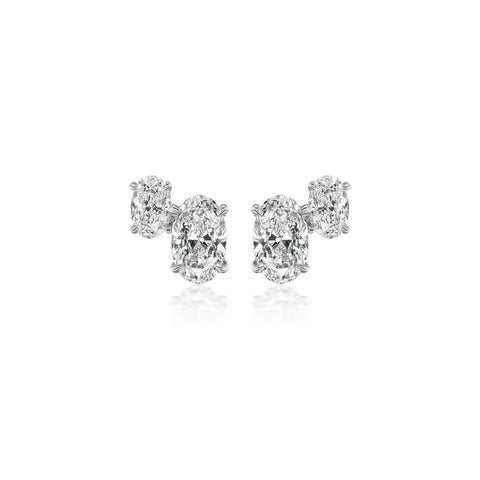 Oval-shaped Diamond Stud Earrings-Oval - shaped Diamond Stud Earrings - 66386