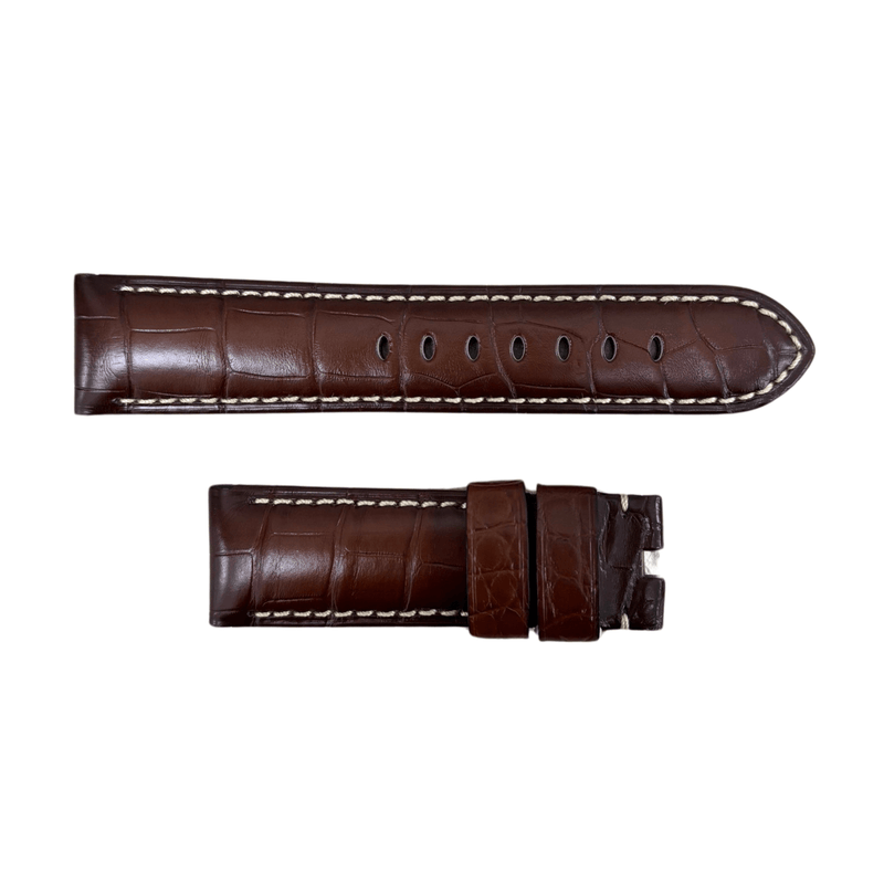 Panerai Brown Alligator Strap Beige Stitching 24/22mm-Panerai Brown Alligator Strap Beige Stitching 24/22mm - MXE0DJ4B