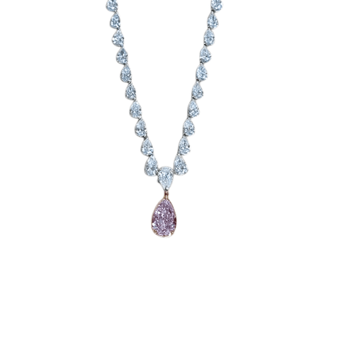 Pink Diamond Pear-shaped Pendant Necklace-Pink Diamond Pear-shaped Pendant Necklace DNNOV00299