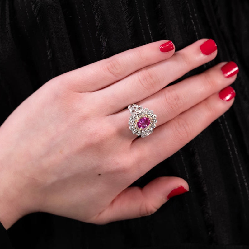 Pink Sapphire Diamond Ring-Pink Sapphire Diamond Ring - SRTIJ01697