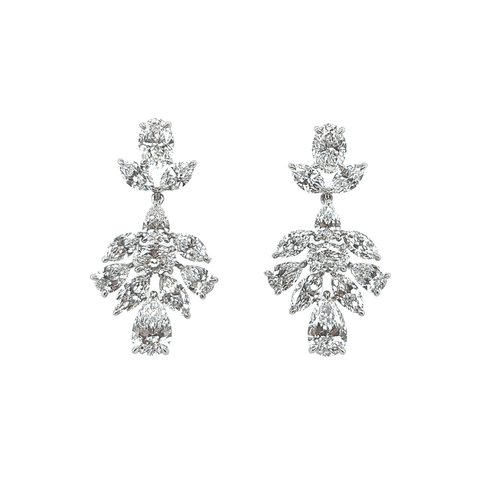 Platinum Dangling Diamond Earrings-Platinum Dangling Diamond Earrings - DEDEH00046