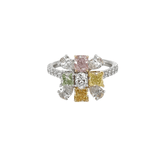Platinum Rose Gold Colored Diamonds Cluster Ring-Platinum Rose Gold Colored Diamonds Cluster Ring - DRDEH00046