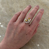 Platinum Rose Gold Colored Diamonds Cluster Ring-Platinum Rose Gold Colored Diamonds Cluster Ring - DRDEH00055