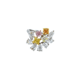 Platinum Rose Gold Colored Diamonds Cluster Ring-Platinum Rose Gold Colored Diamonds Cluster Ring - DRDEH00055