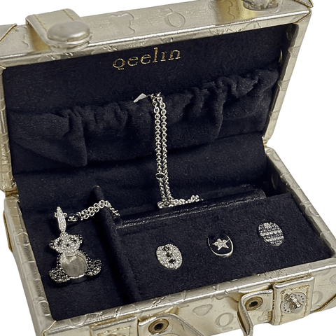 Qeelin Bo Bo Pendant Necklace Set-Qeelin Bo Bo Pendant Necklace Set - BBF - 030 - PD - WGD - SET