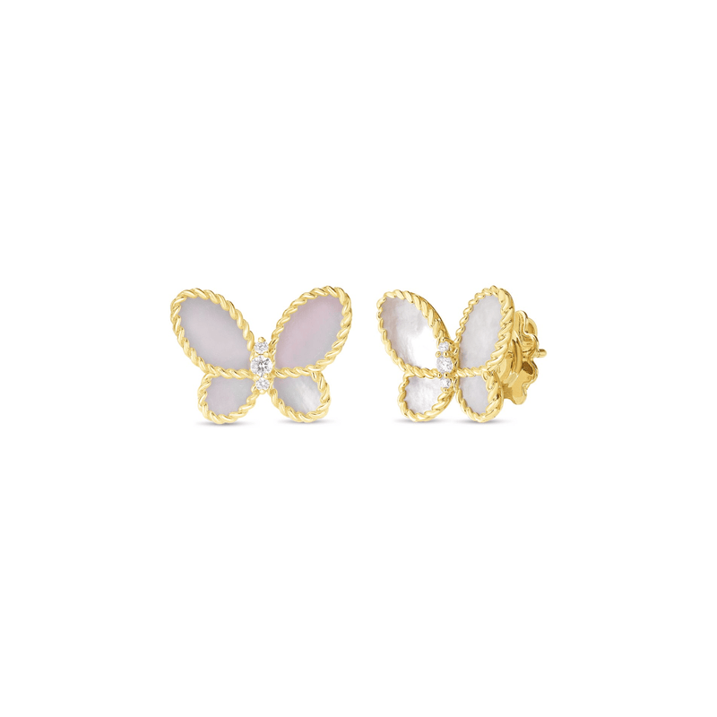 Roberto Coin Jasmine Diamond & Mother of Pearl Butterfly Stud Earrings-Roberto Coin Jasmine Diamond & Mother of Pearl Butterfly Stud Earrings - 7773720AJERM