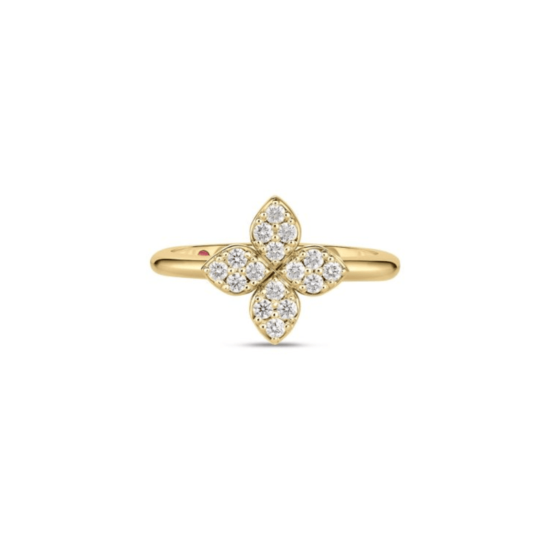 Roberto Coin Love in Verona Medium Pave Diamond Flower Ring-Roberto Coin Love in Verona Medium Pave Diamond Flower Ring - 7773639AY65X