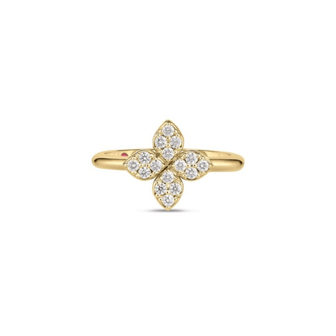 Roberto Coin Love in Verona Medium Pave Diamond Flower Ring-Roberto Coin Love in Verona Medium Pave Diamond Flower Ring - 7773639AY65X
