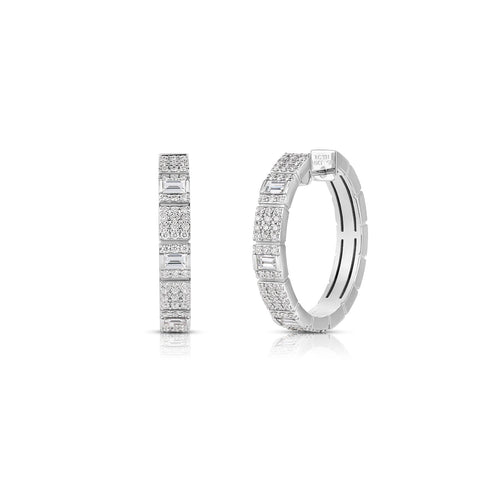 Roberto Coin Obelisco Mixed Cut Diamond Hoop Earrings-Roberto Coin Obelisco Mixed Cut Diamond Hoop Earrings - 8883549AWERX